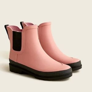J. Crew Short Lug Sole Chelsea Rubber Rain Boots Chilled Rose Pink Women's 8
